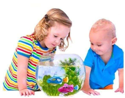 Interactive Robot Fish Toy, Electronic, Activated Swimming in Water with LED Light, Decorative Fish Toy for Home, Garden, Lawn (1 Pc) (Blue)