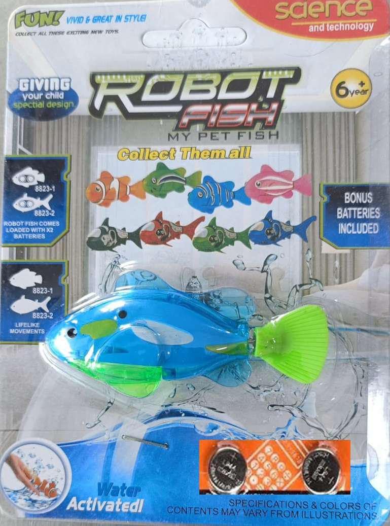 Interactive Robot Fish Toy, Electronic, Activated Swimming in Water with LED Light, Decorative Fish Toy for Home, Garden, Lawn (1 Pc) (Blue)