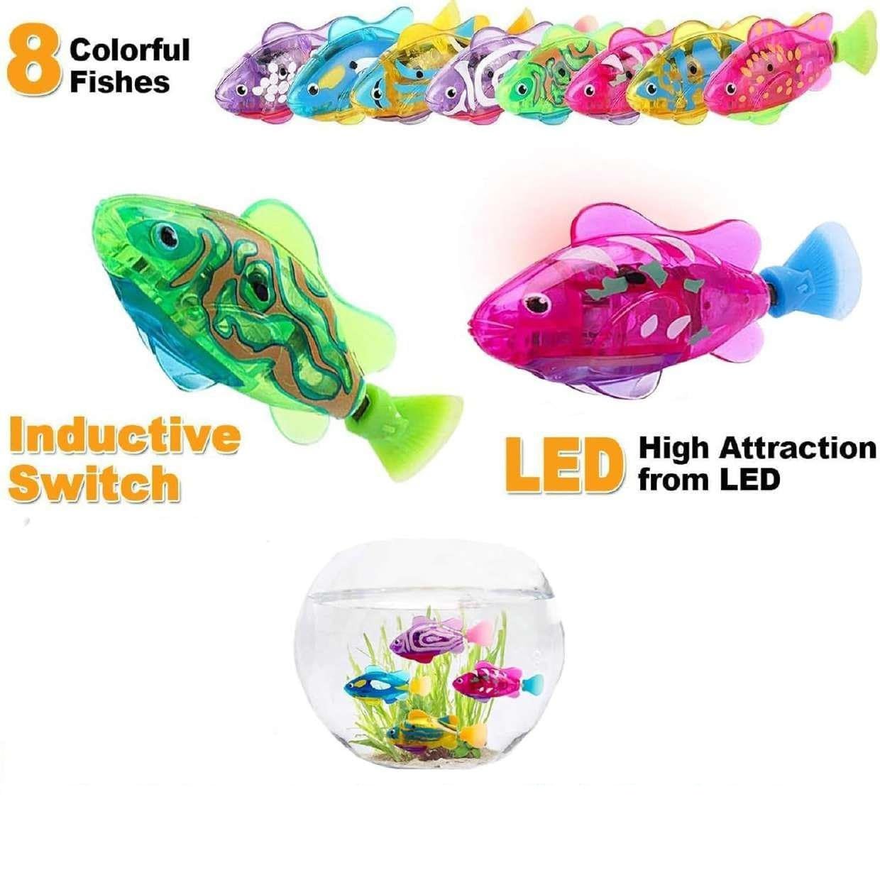 Interactive Robot Fish Toy, Electronic, Activated Swimming in Water with LED Light, Decorative Fish Toy for Home, Garden, Lawn (1 Pc) (Blue)