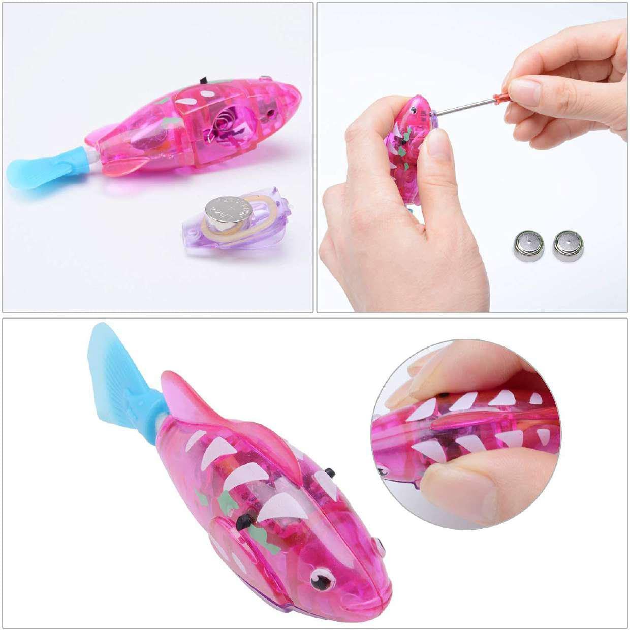 Interactive Robot Fish Toy, Electronic, Activated Swimming in Water with LED Light, Decorative Fish Toy for Home, Garden, Lawn (1 Pc) (Blue)