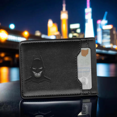 Sleek Leather Card Holder with Superhero Gift