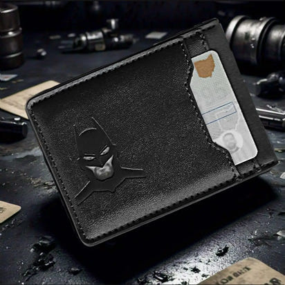 Sleek Leather Card Holder with Superhero Gift