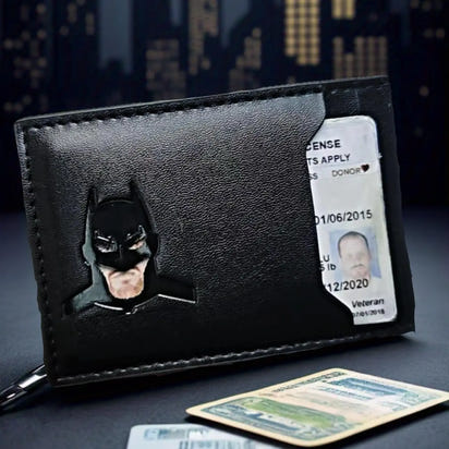 Sleek Leather Card Holder with Superhero Gift